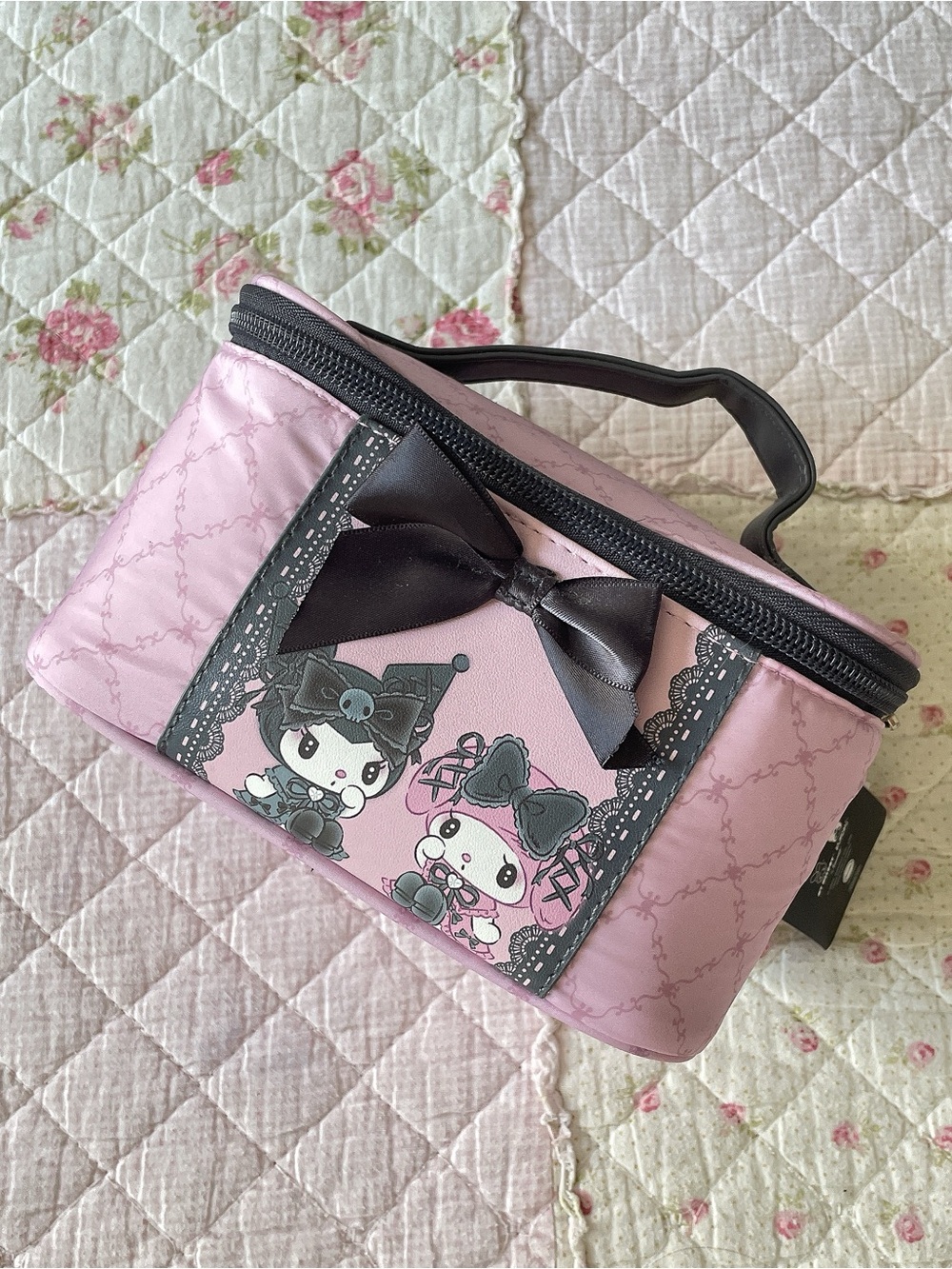 Sanrio Pink Kuromi & My Melody Bow Cosmetic Case